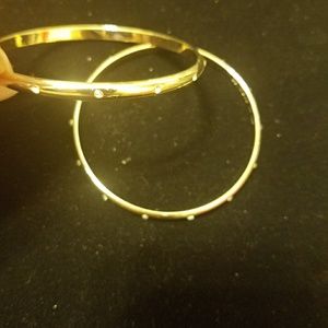 Shiny Gold bangle bezel crystal bangle set